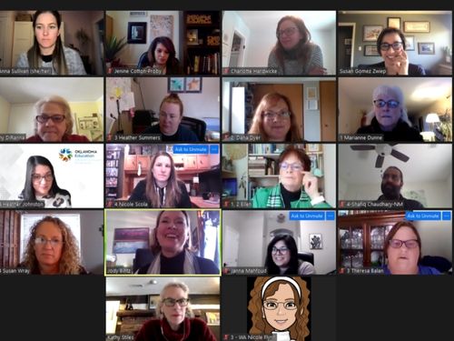 Screen shot of 18 people in a Zoom meeting