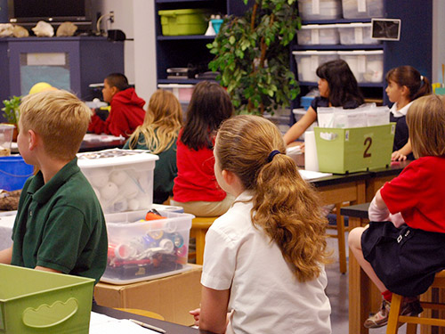 Seated children in a classroom