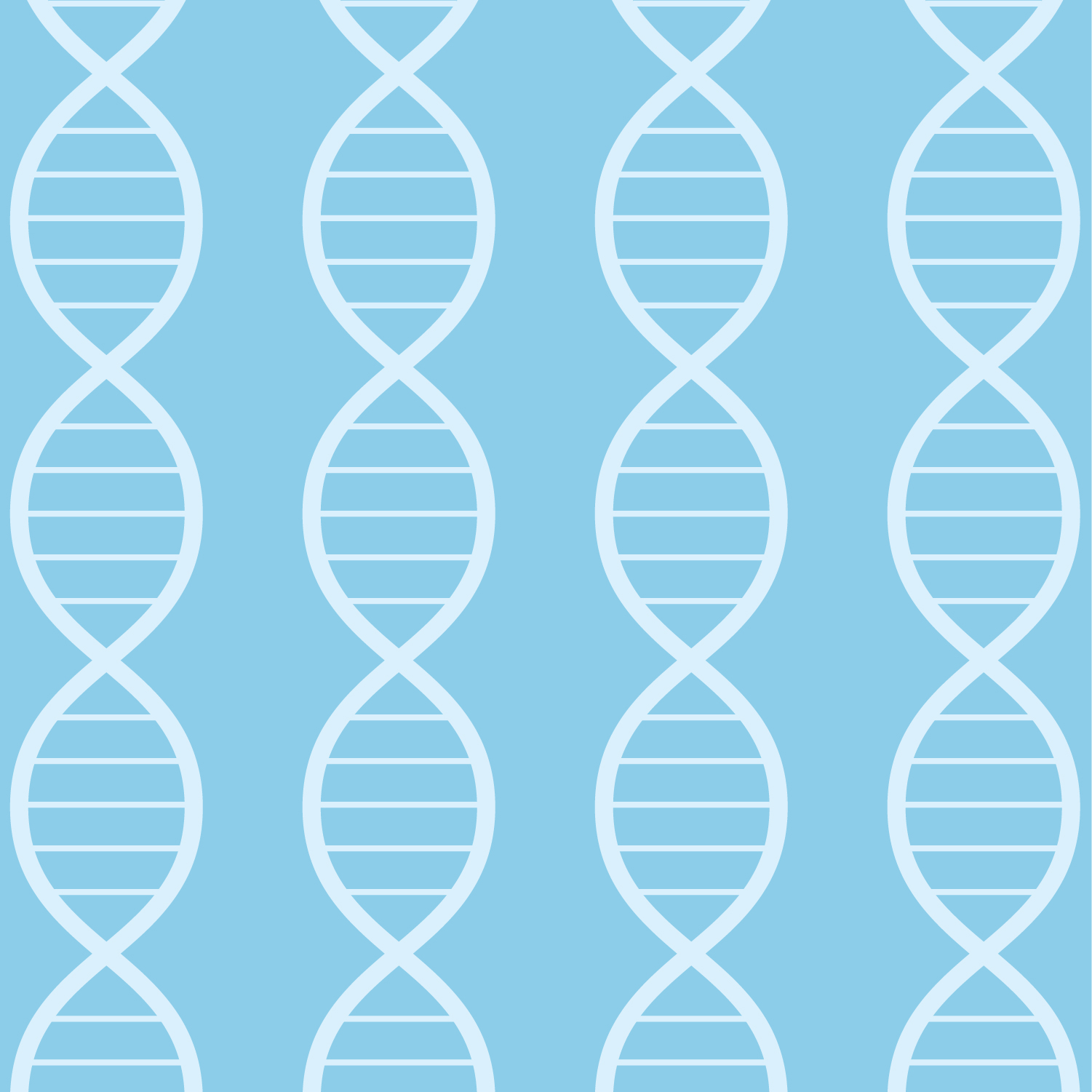 Simple DNA drawing in white with a light blue background.