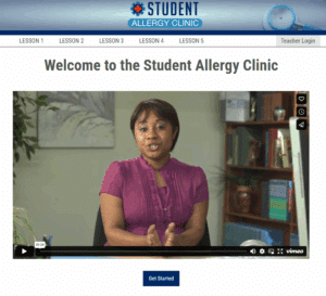 Screenshot of Student Allergy Clinic web site.