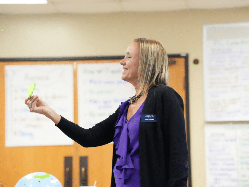 Jody Bintz holding a Post-it note during a Professional Development Provider Institute in September 2025 in Colorado Springs, Colorado